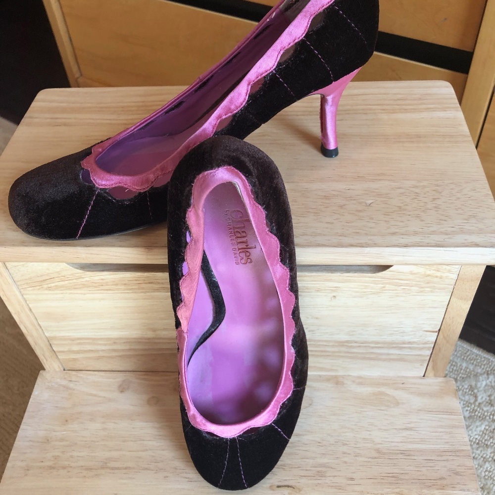 Charles by Charles David Brown Velvet Pumps